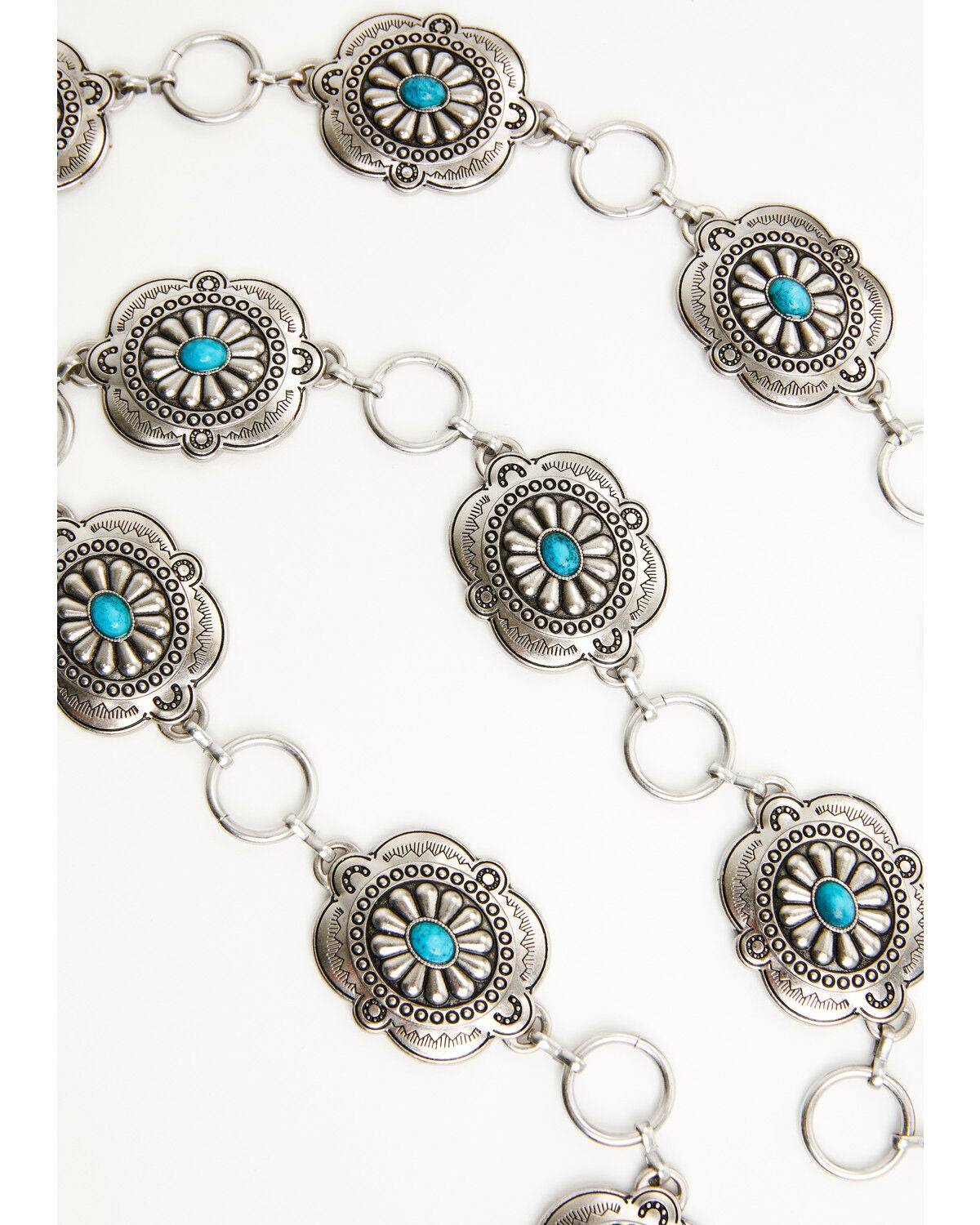 Image #3 - Shyanne Women's Southwestern Floral Medallion Chain Concho Belt, Silver, hi-res