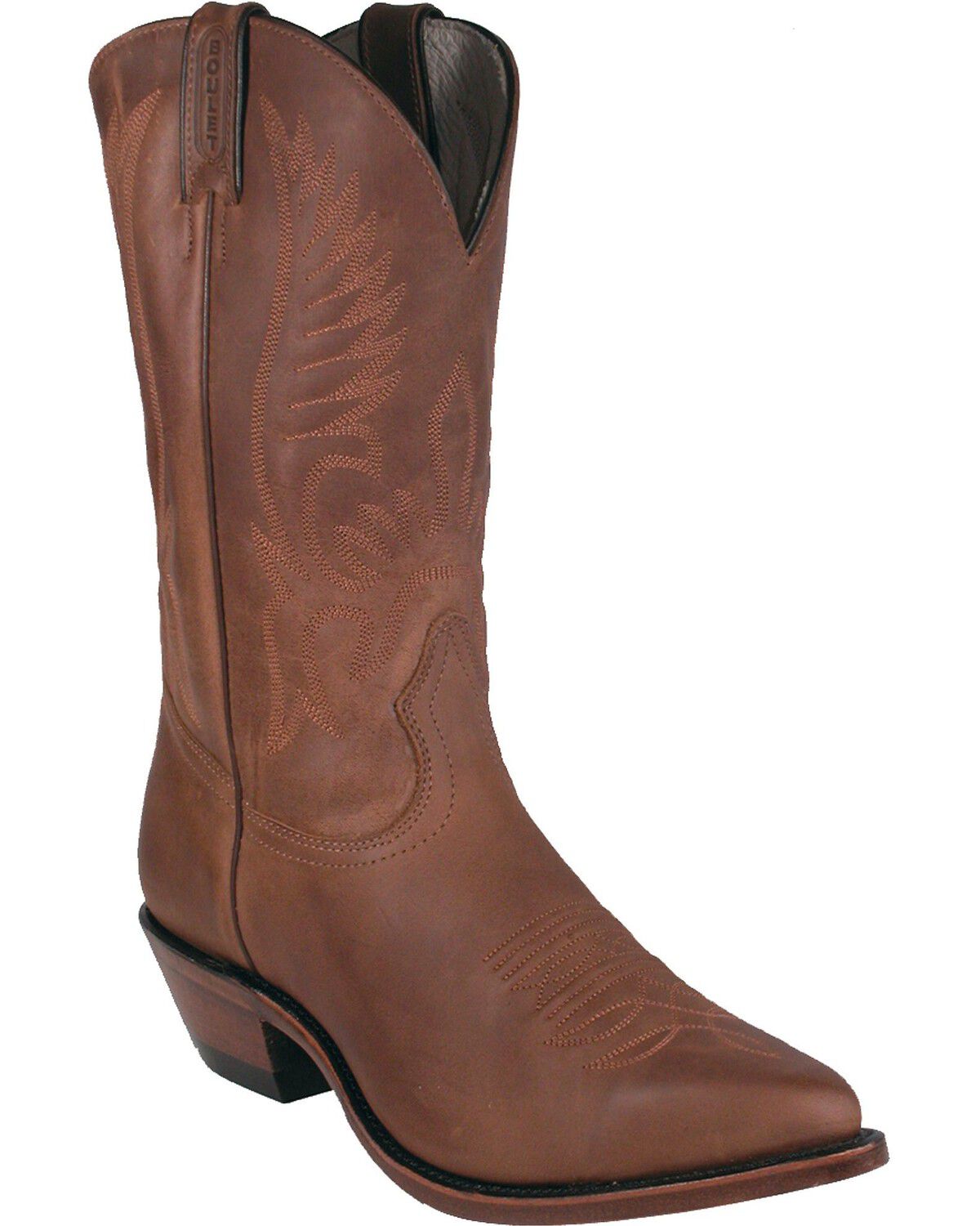 Boulet Men's Embroidered Tall Western Boots - Round Toe, Golden Tan, hi-res