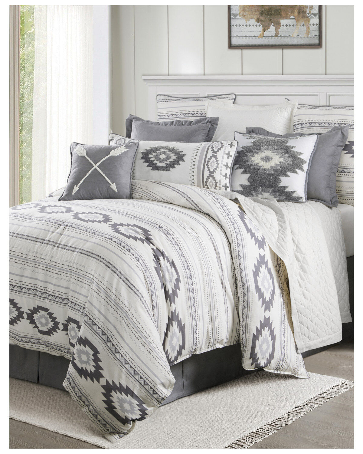 Image #1 - HiEnd Accents Free Spirit Super King Bedding Set, Grey, hi-res
