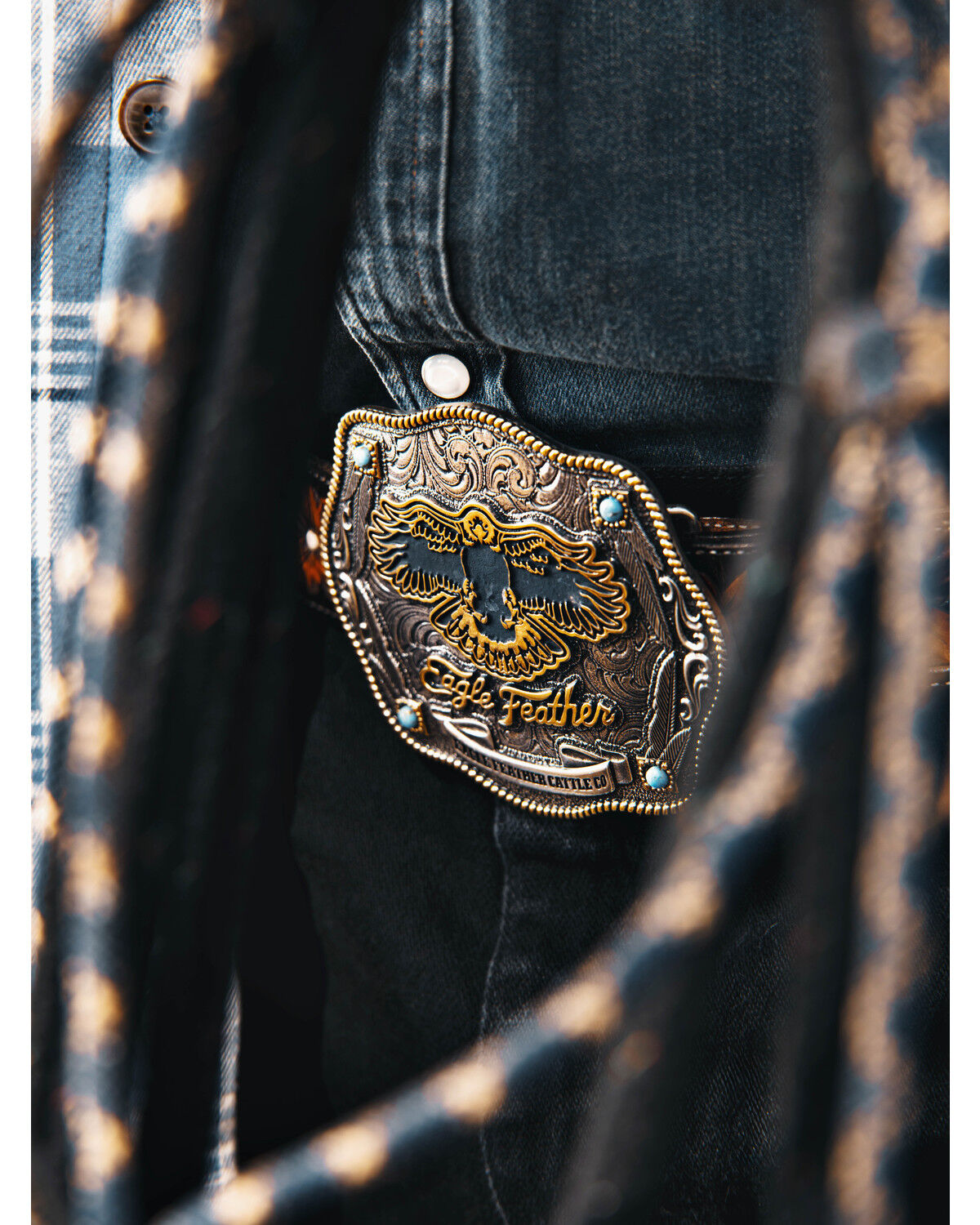 Image #4 - Montana Silversmiths X Ian Munsick Eagle Feather Belt Buckle, Multi, hi-res