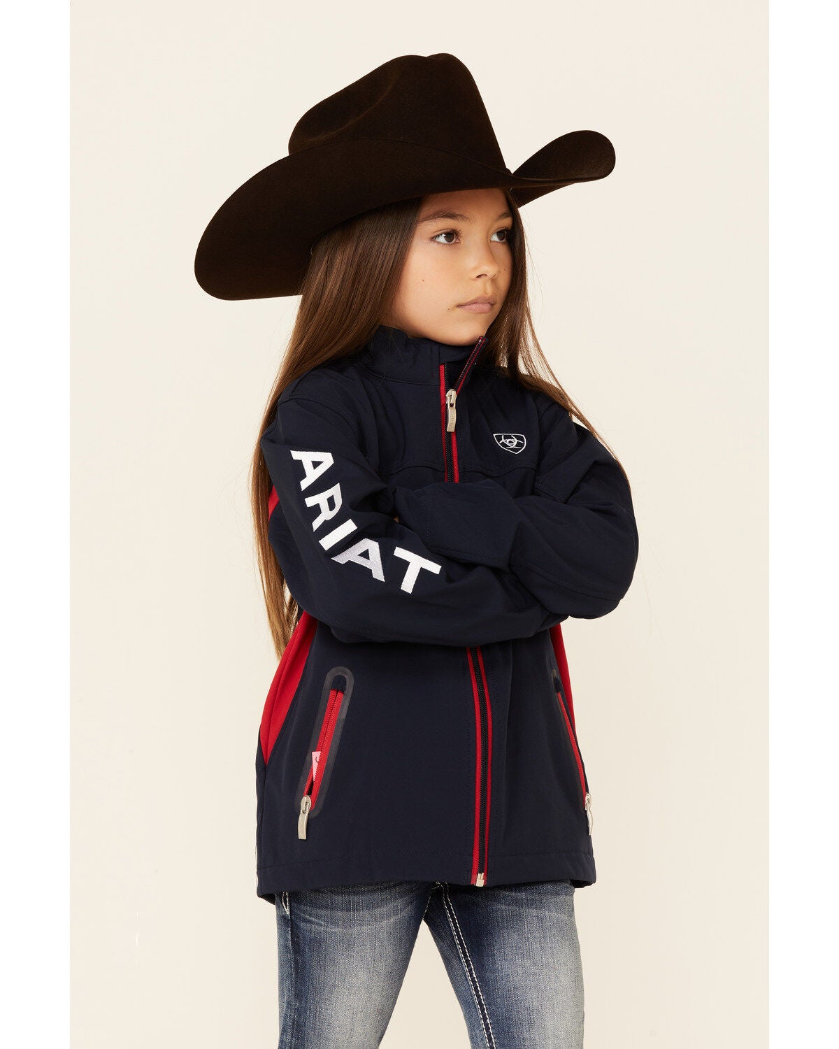 Image #1 - Ariat Girls' Navy New Team Softshell , , hi-res