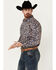 Image #2 - Cowboy Hardware Men's Paisley Print Long Sleeve Pearl Snap Western Shirt, Navy, hi-res
