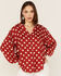 Image #1 - Maggie Sweet Women's Almeria Polka Dot Long Sleeve Button Down Shirt, Red, hi-res