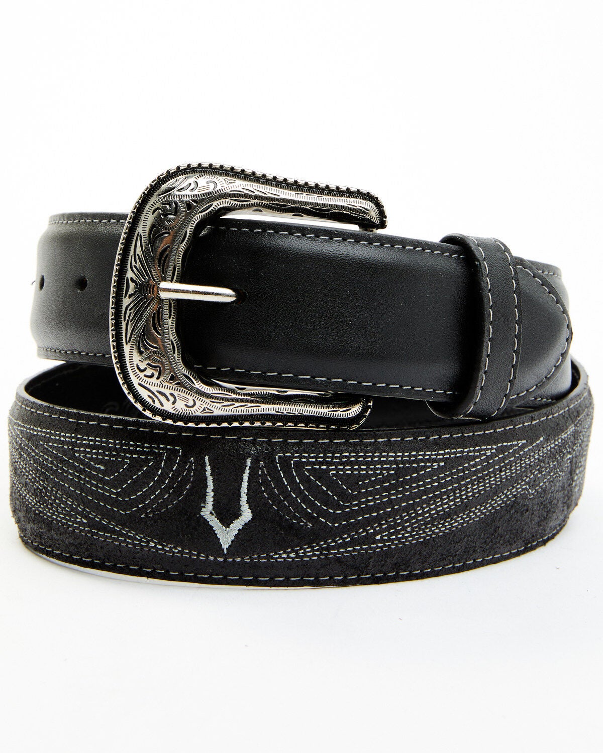 Cody James Men's Western Embroidered Belt, Black, hi-res