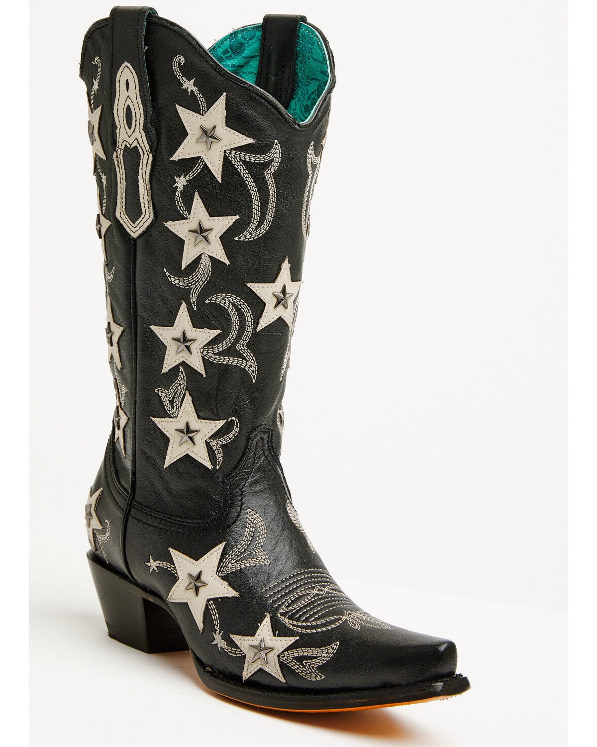 Corral Women's Star Overlay Studded Western Boots - Snip Toe, Black, hi-res
