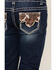 Image #4 - Shyanne Girls' Medium Wash Cowhide Patch Pocket Stretch Bootcut Jeans, Blue, hi-res