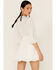 Lush Women's Tie Front Cutout Tiered Long Sleeve Dress, White, hi-res