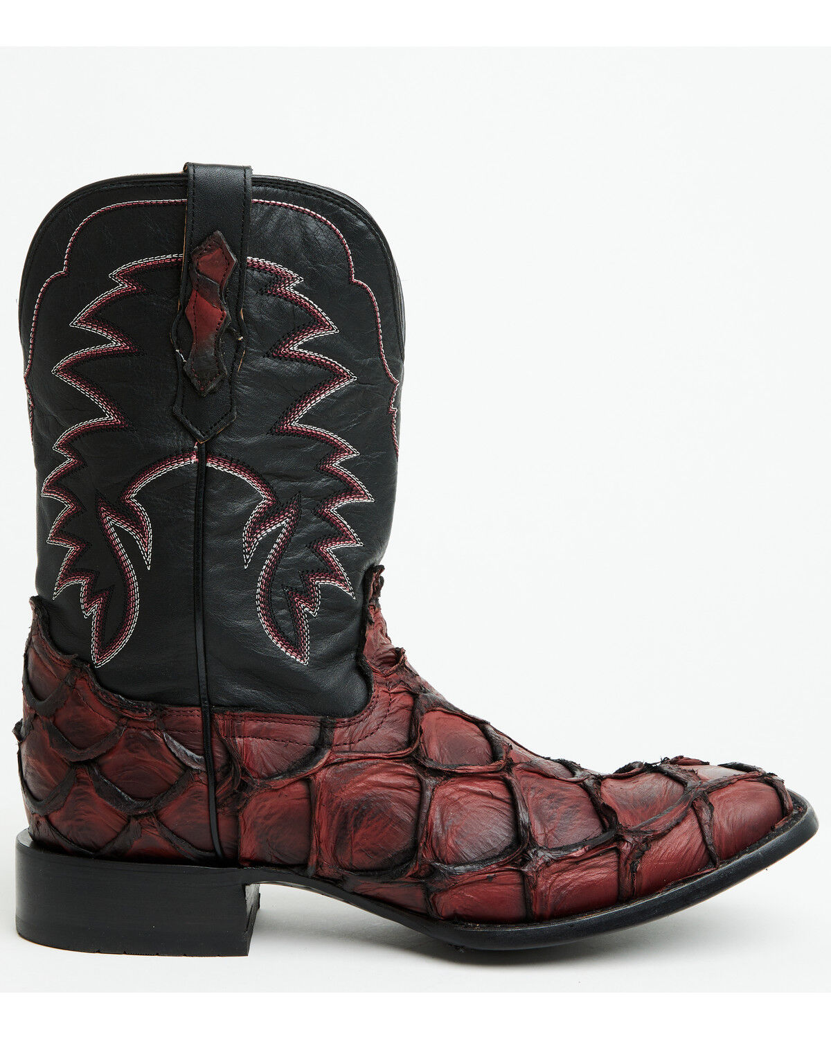 Image #2 - Cody James Men's Exotic Pirarucu Western Boots - Broad Square Toe, Black Cherry, hi-res
