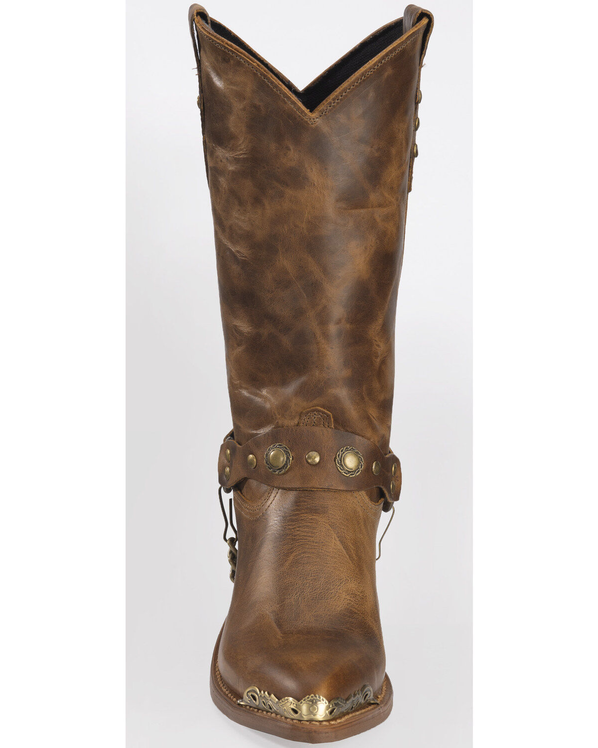 Image #6 - Abilene Women's Distressed Harness Western Boots - Round Toe, Tan, hi-res