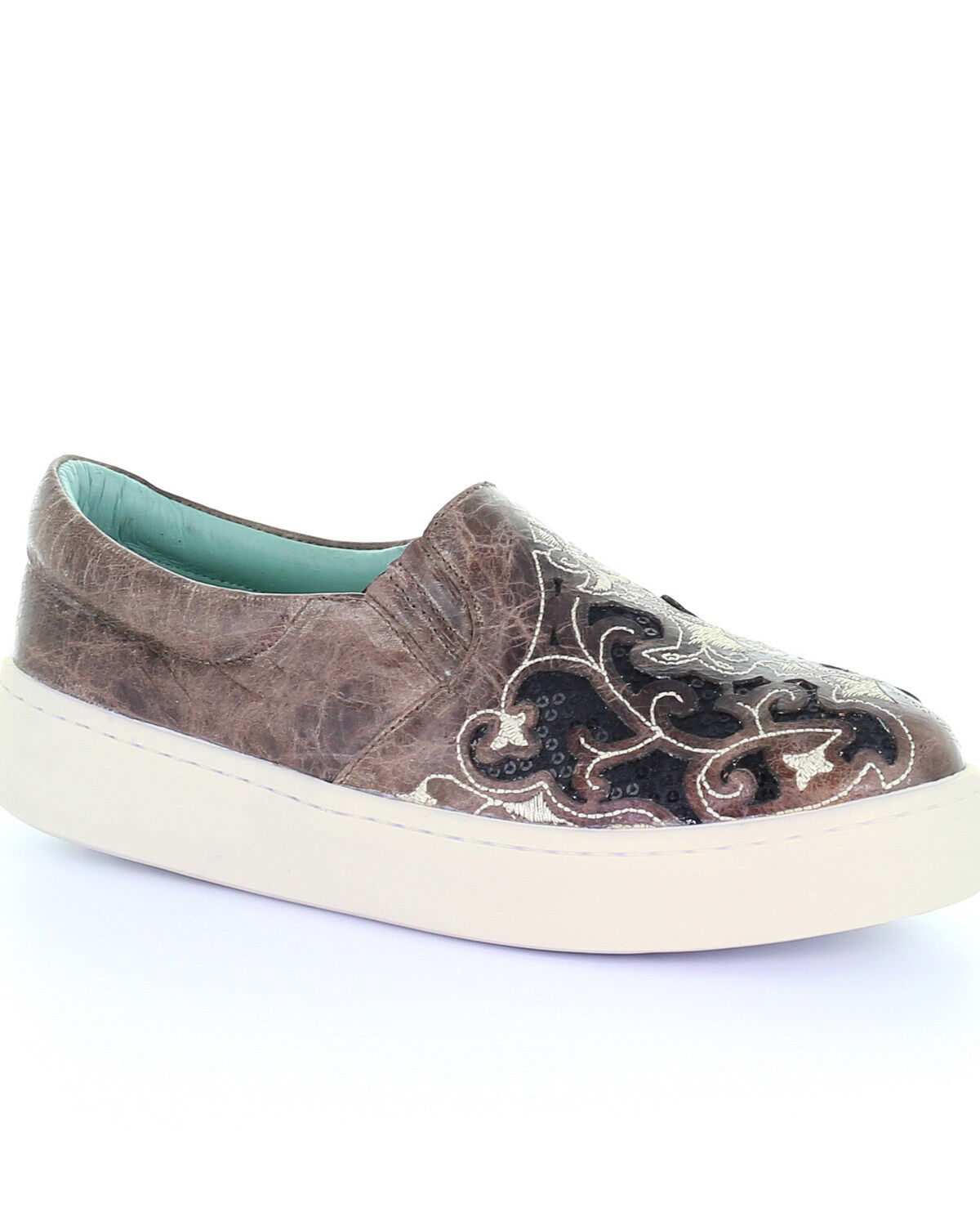 Image #1 - Corral Women's Brown Inlay & Embroidered Sneakers, , hi-res