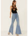 Image #1 - Free People Women's Light Wash High Rise Just Float On Flare Jeans, Blue, hi-res