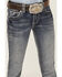 Image #4 - Shyanne Little Girls' Medium Wash Faded Paisley Pocket Stretch Bootcut Jeans, Blue, hi-res