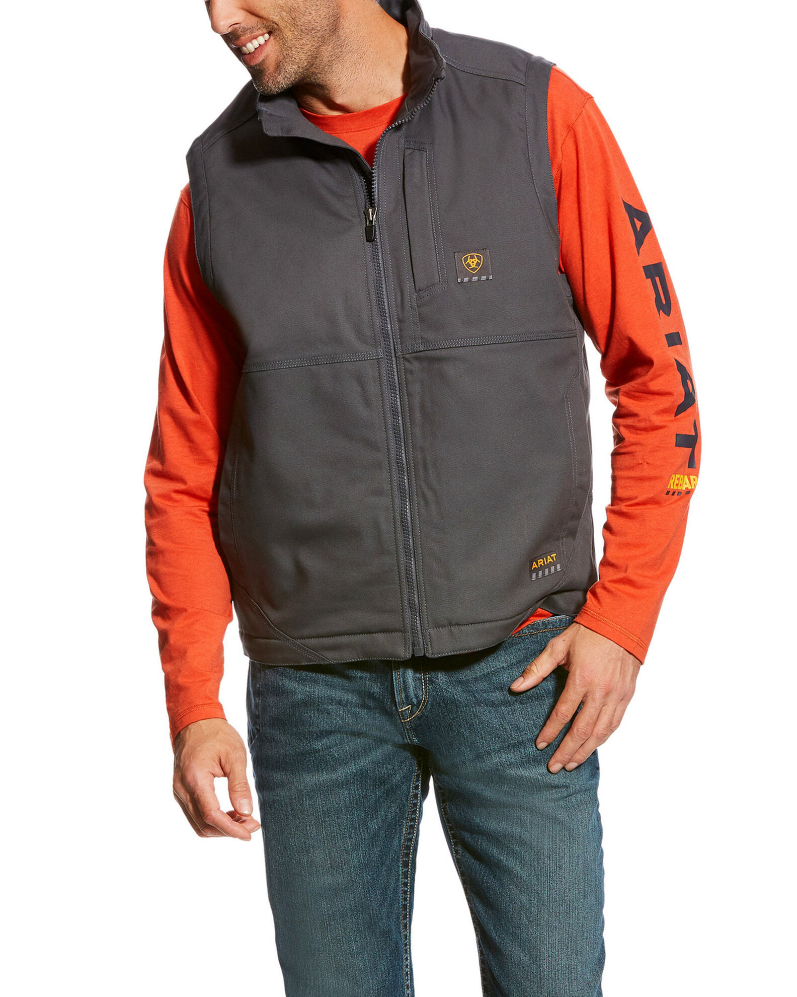 Image #1 - Ariat Men's Rebar Duracanvas Vest - Big & Tall, Light Grey, hi-res