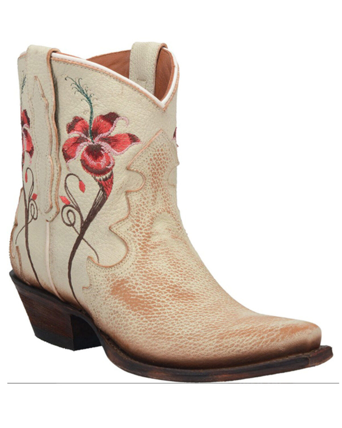 Image #1 - Dan Post Women's Rustic Flower Embroidery Western Booties - Snip Toe , , hi-res
