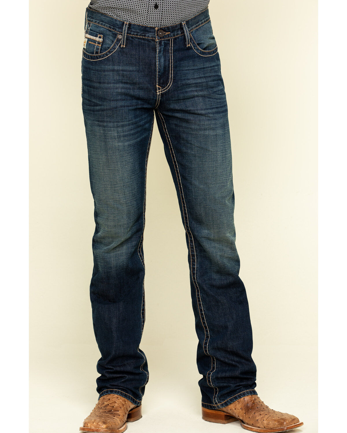 Image #2 - Cinch Men's Ian Rigid Dark Slim Bootcut Jeans, Indigo, hi-res