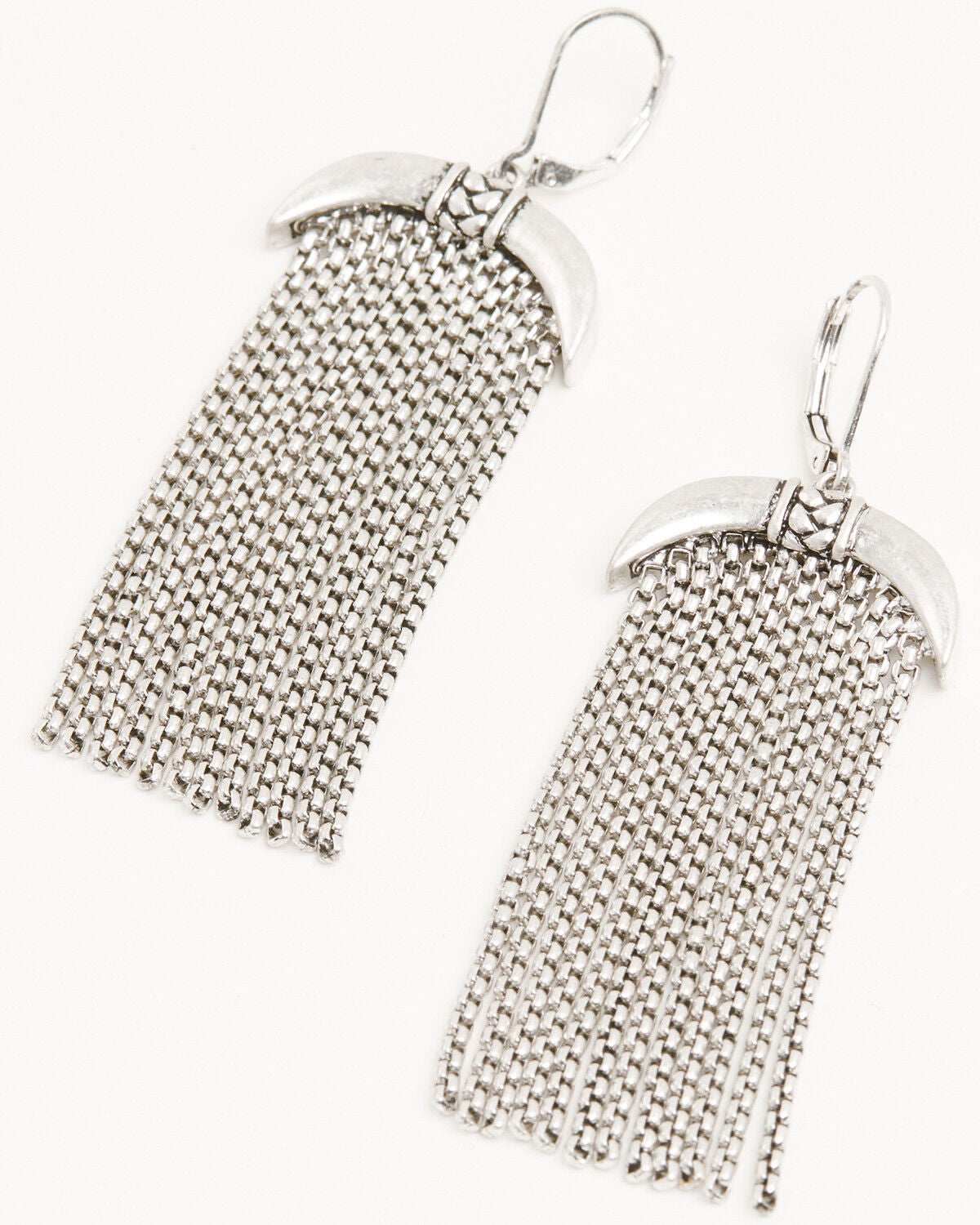 Lainey Wilson Women's Linear Chain Fringe Earrings, Silver, hi-res