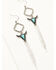Image #2 - Shyanne Women's Turquoise-Toned Steer Head Fringe Earrings, Silver, hi-res