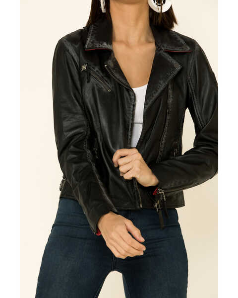 Mauritius Women's Christy Scatter Star Leather Jacket , Black, hi-res