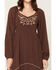 Image #3 - Shyanne Women's Piper Hanky Hem Embroidered Long Sleeve Mini Dress, Dark Brown, hi-res