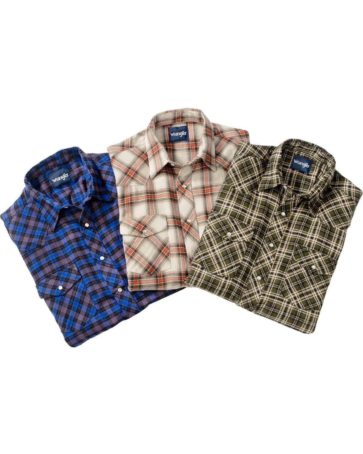 Image #3 - Wrangler Men's Assorted Plaid Print Long Sleeve Pearl Snap Flannel Western Shirt, Plaid, hi-res