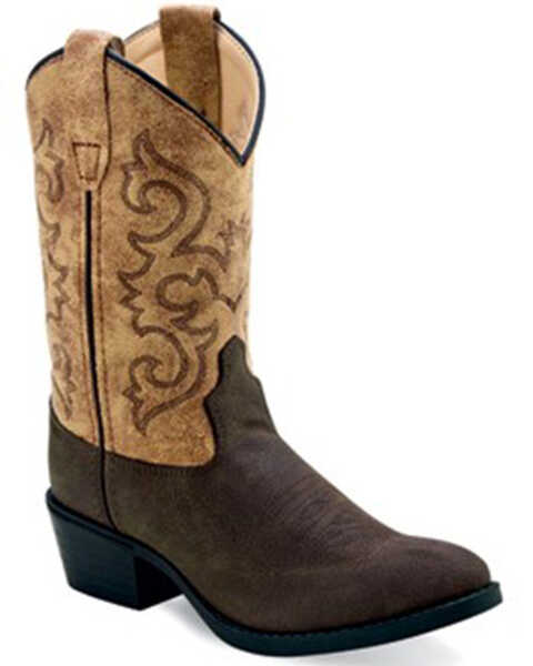 Old West Boys' Vintage Western Boots - Medium Toe, Tan, hi-res