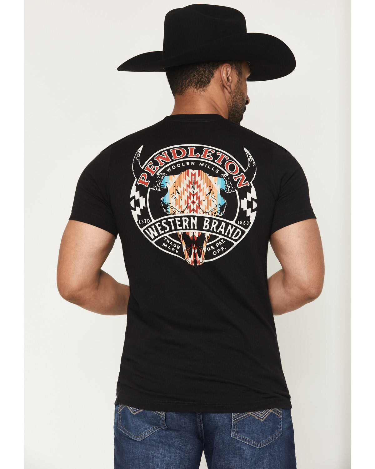 Image #1 - Pendleton Men's Western Brand Logo Short Sleeve Graphic T-Shirt, Black, hi-res