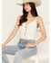 Image #1 - Idyllwind Women's Luna Cutout Floral Sleeveless Cropped Tank Top, Cream, hi-res