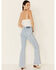 Grace in LA Women's Distressed Flare Leg Jeans, Blue, hi-res