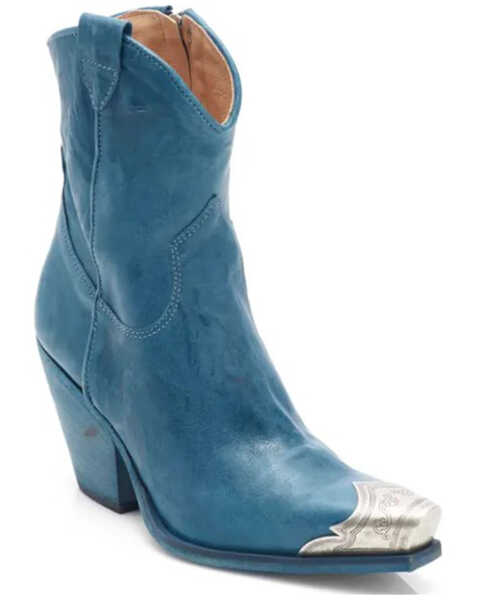 Free People Women's Brayden Leather Western Boot - Snip Toe , Blue, hi-res