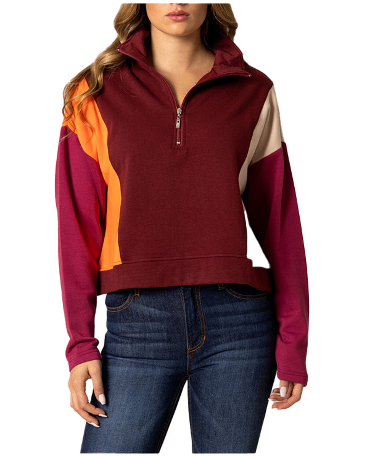 Kimes Ranch Women's Cami 1/4 Zip Pullover, Maroon, hi-res