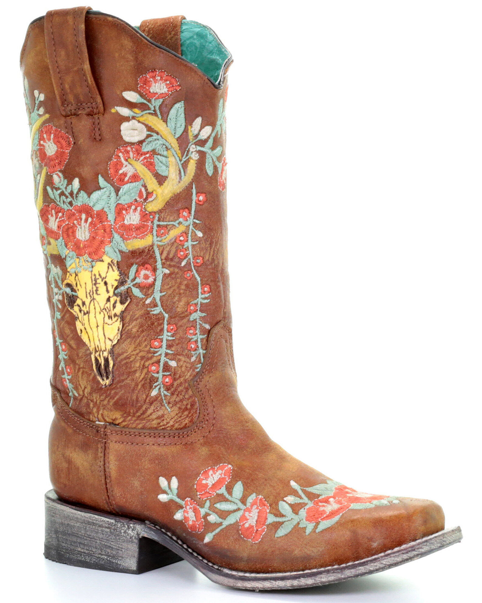 Corral deer skull boots square deals toe