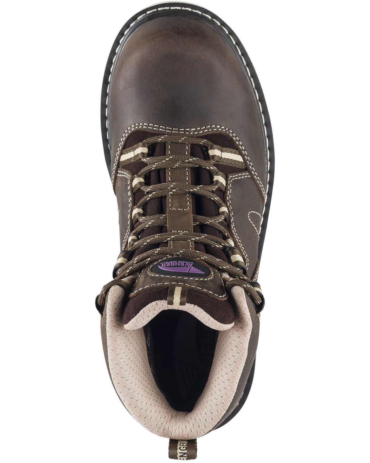 Image #6 - Avenger Women's Waterproof Wedge Work Boots - Composite Toe, Brown, hi-res