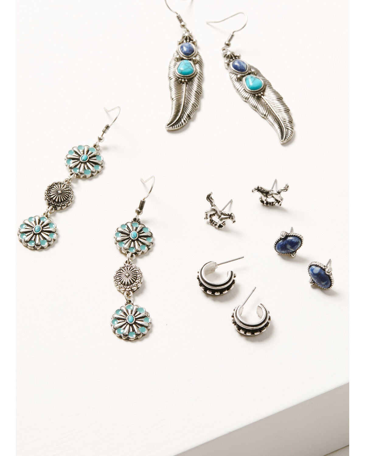 Idyllwind Women's Hampton Feather Earring Set - 5 Piece, Silver, hi-res