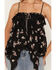 Image #3 - Wild Moss Women's Floral Print Sleeveless Hanky Hem Cami, Black, hi-res