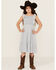 Image #1 - Hayden LA Girls' Gingham Print Puff Sleeve Midi Dress, Blue, hi-res