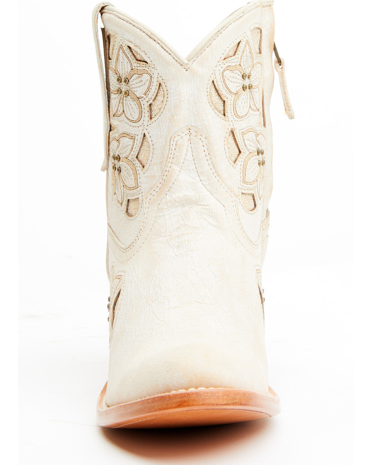 Image #4 - Shyanne Women's Lily Floral Embroidered Western Fashion Booties - Round Toe, Off White, hi-res