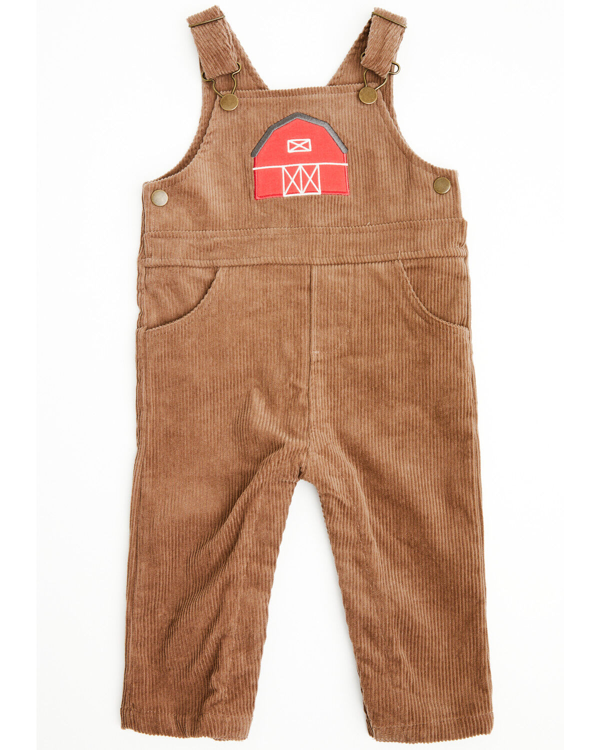 Image #1 - Angel Dear Infant Boys' Barn Corduroy Overalls, Brown, hi-res