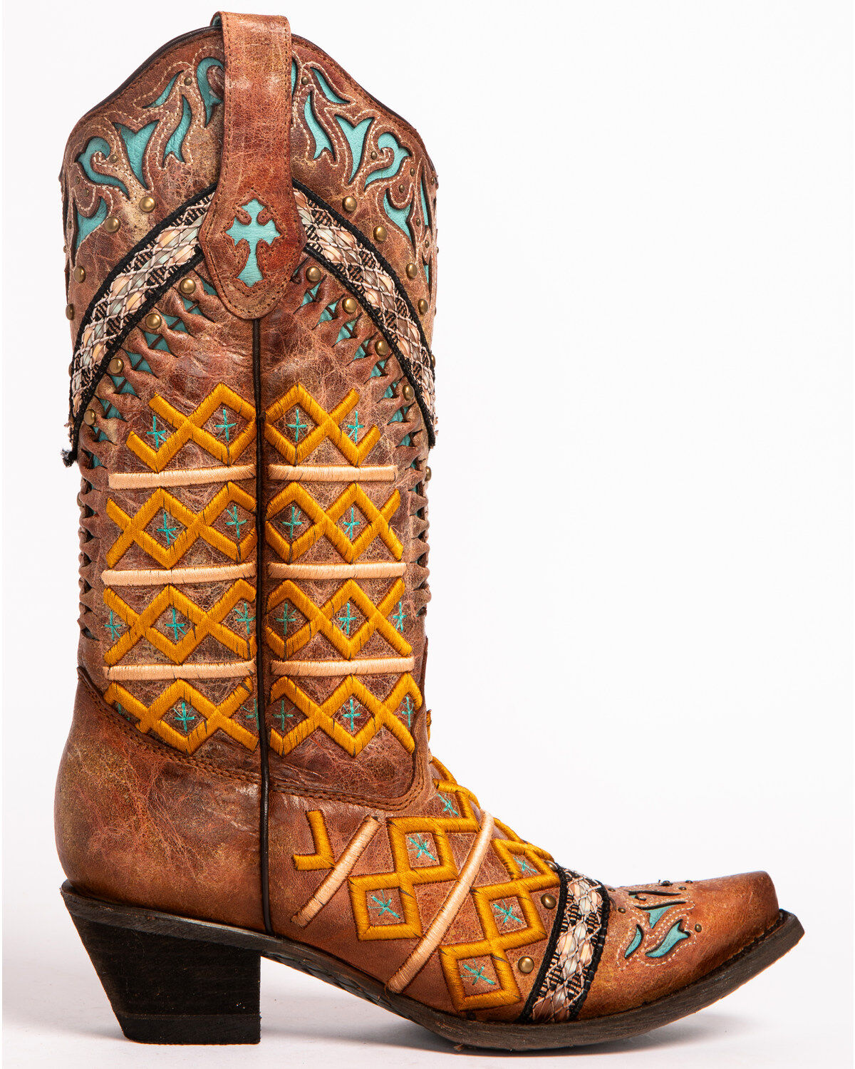 corral cognac embroidery shoe boot q0099