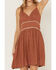 Wild Moss Women's Ditsy Rust Sleeveless Sundress, Rust Copper, hi-res