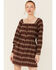 Image #4 - Paper Crane Women's Long Sleeve Plaid Mini Dress, Burgundy, hi-res