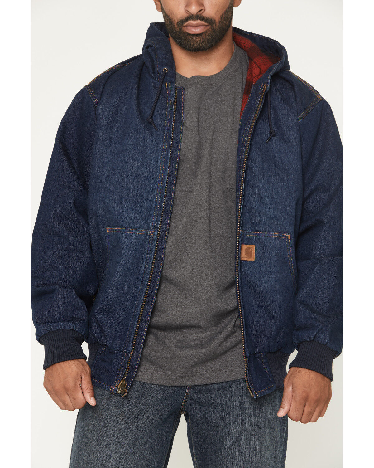 Image #3 - Carhartt Men's Loose Fit Denim Active Hooded Jacket, Blue, hi-res