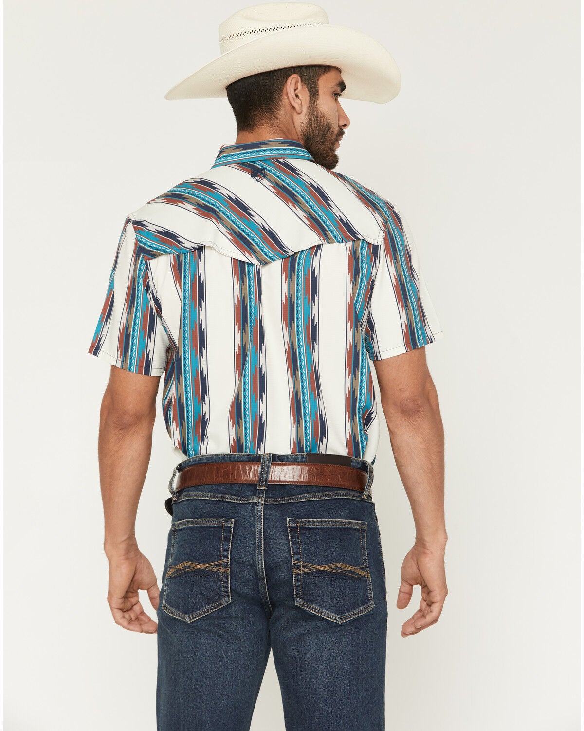 Image #4 - RANK 45&reg; Men's Guadalajara Southwestern Striped Short Sleeve Snap Performance Western Shirt, Multi, hi-res