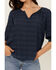 Image #3 - Shyanne Women's Cross Hatch Long Sleeve Peasant Blouse, Navy, hi-res