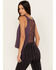Shyanne Women's Cage Back Graphic Tank, Purple, hi-res