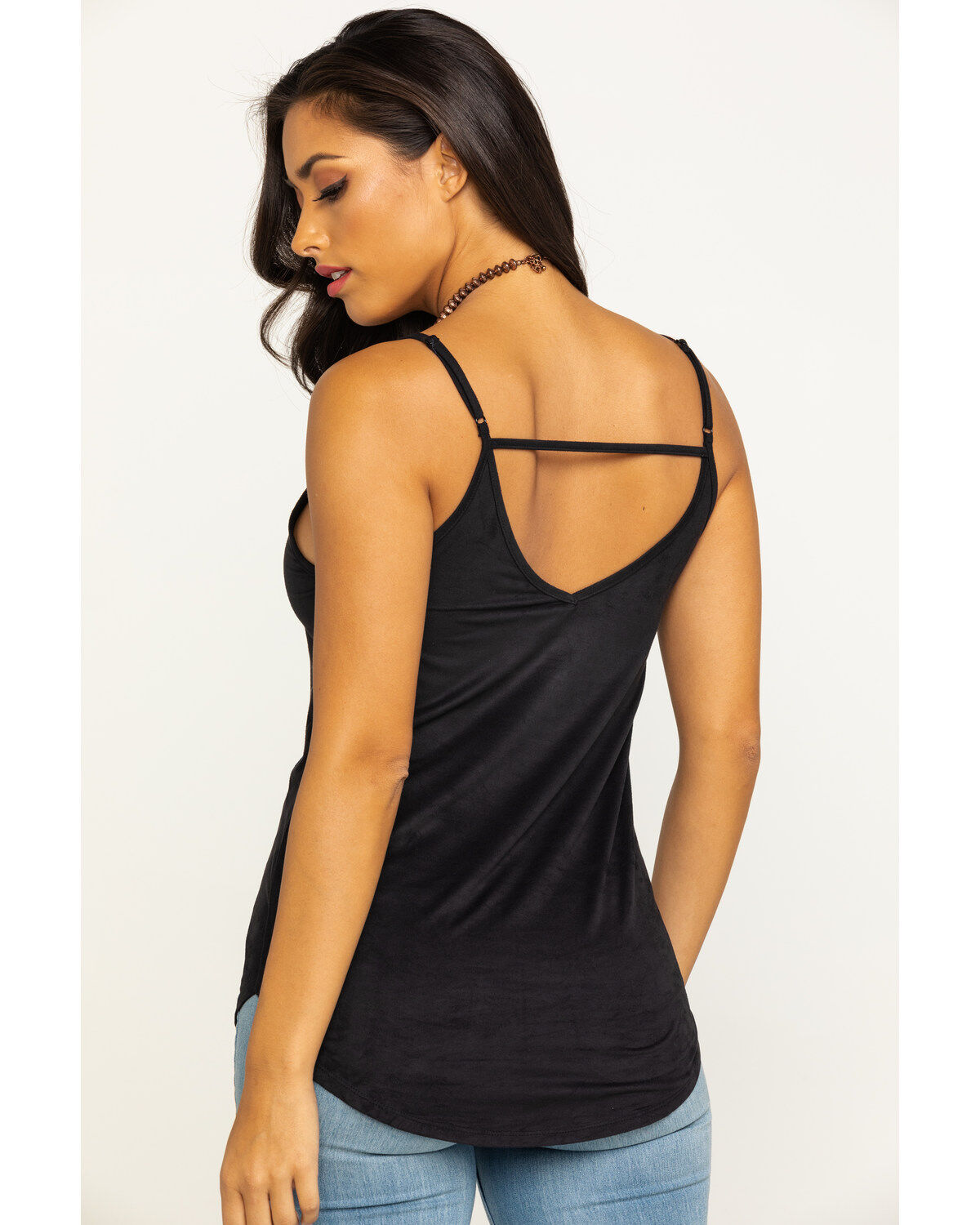 Image #2 - Shyanne Women's Faux Suede Cami, Black, hi-res