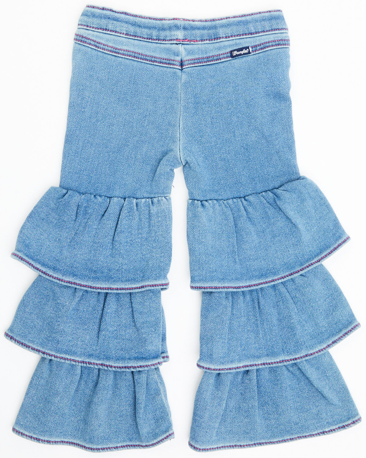 Image #3 - Wrangler Toddler Girls' Makenna Light Wash Tiered Stretch Flare Jeans, Light Wash, hi-res