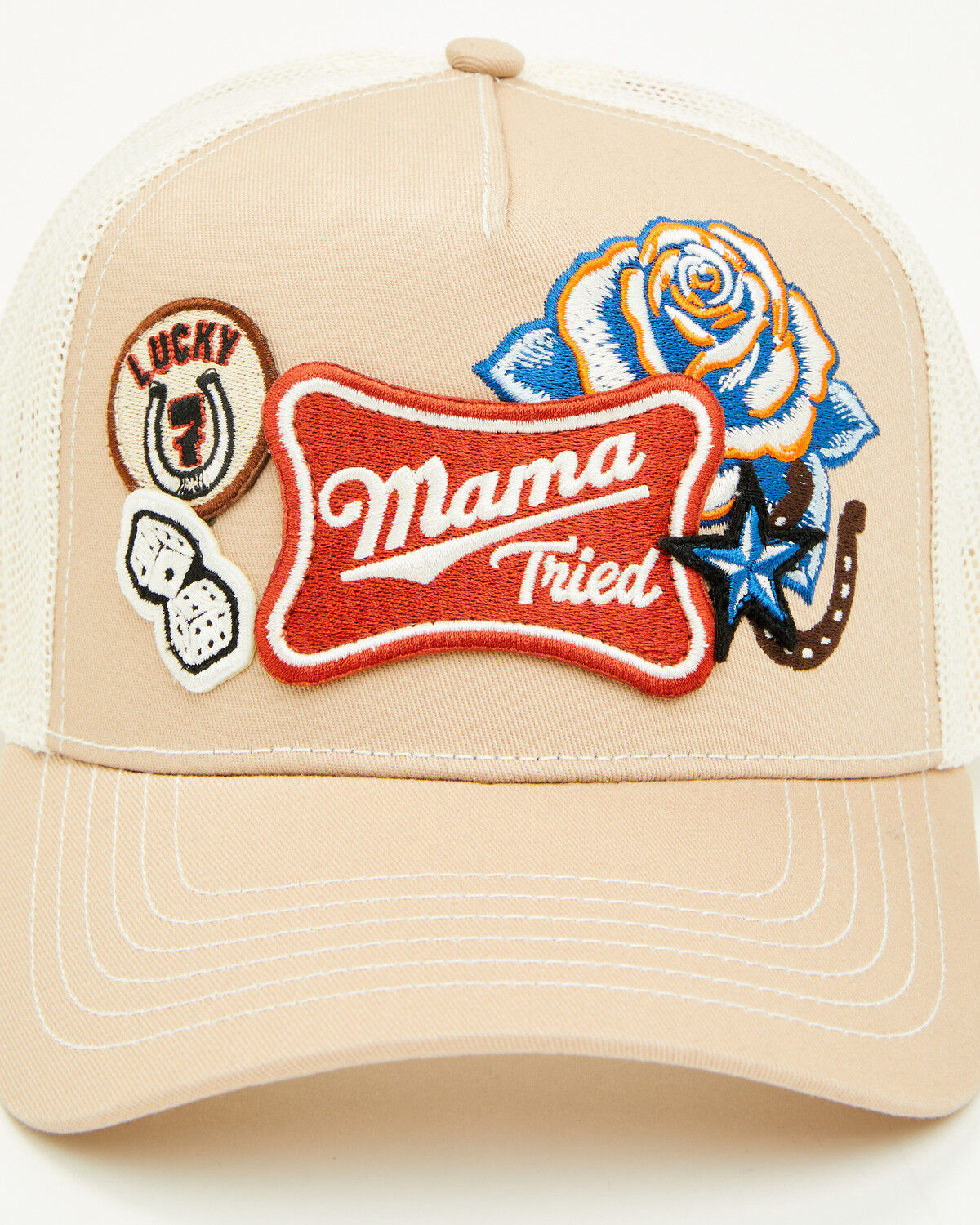 Image #1 - Idyllwind Women's Mama Tried Multi-Patch Ball Cap, Tan, hi-res