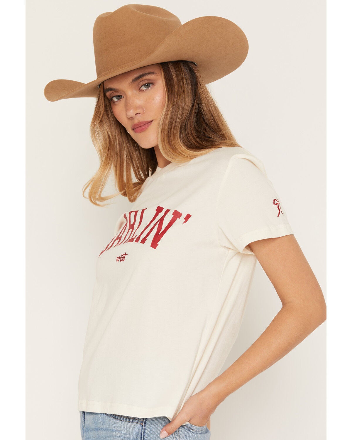 Image #2 - Ariat Women's Collegiate Darlin' Short Sleeve Graphic Tee, White, hi-res