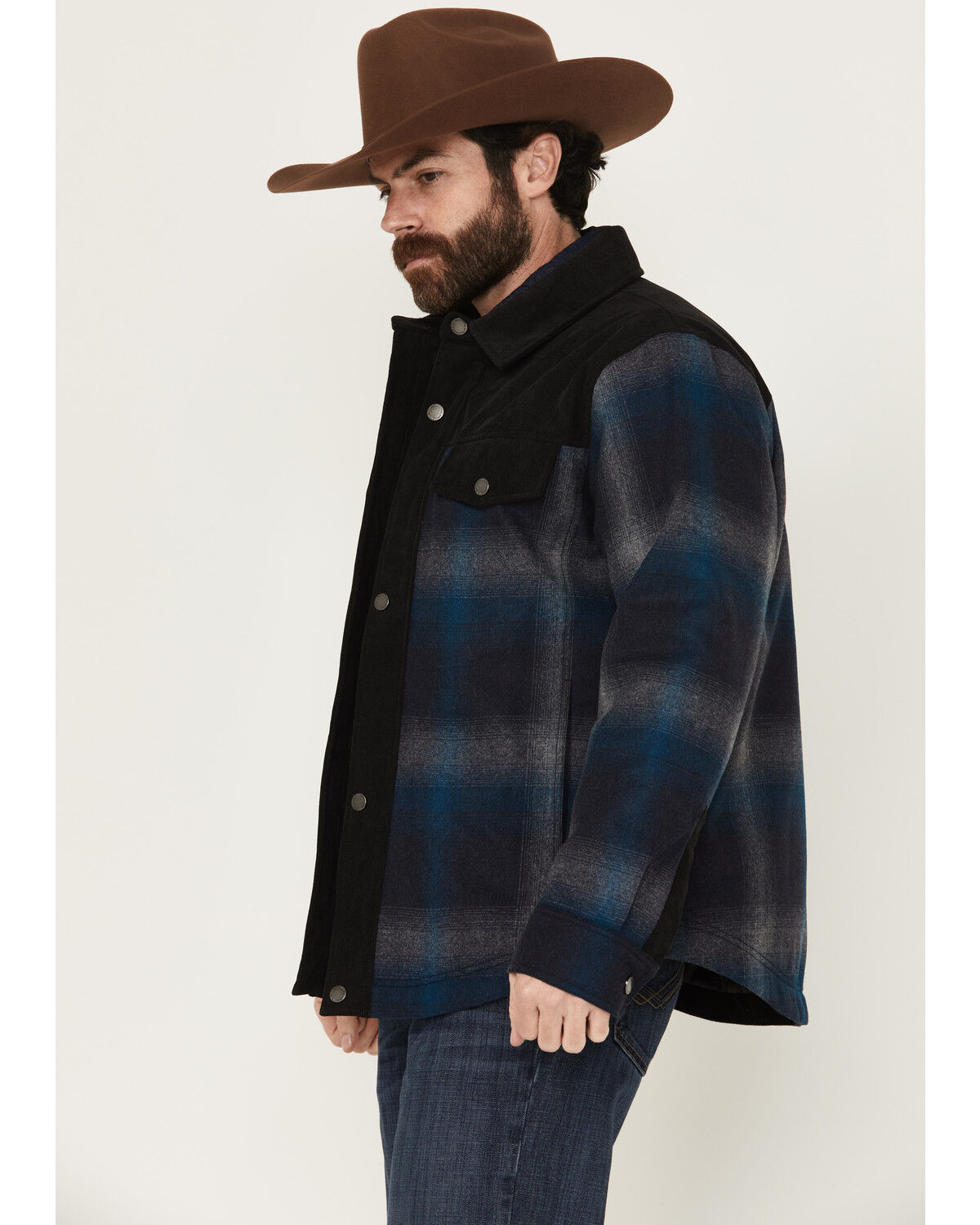 Image #2 - Pendleton Men's Timberline Plaid Print Quilted Snap Shirt Jacket, Charcoal, hi-res