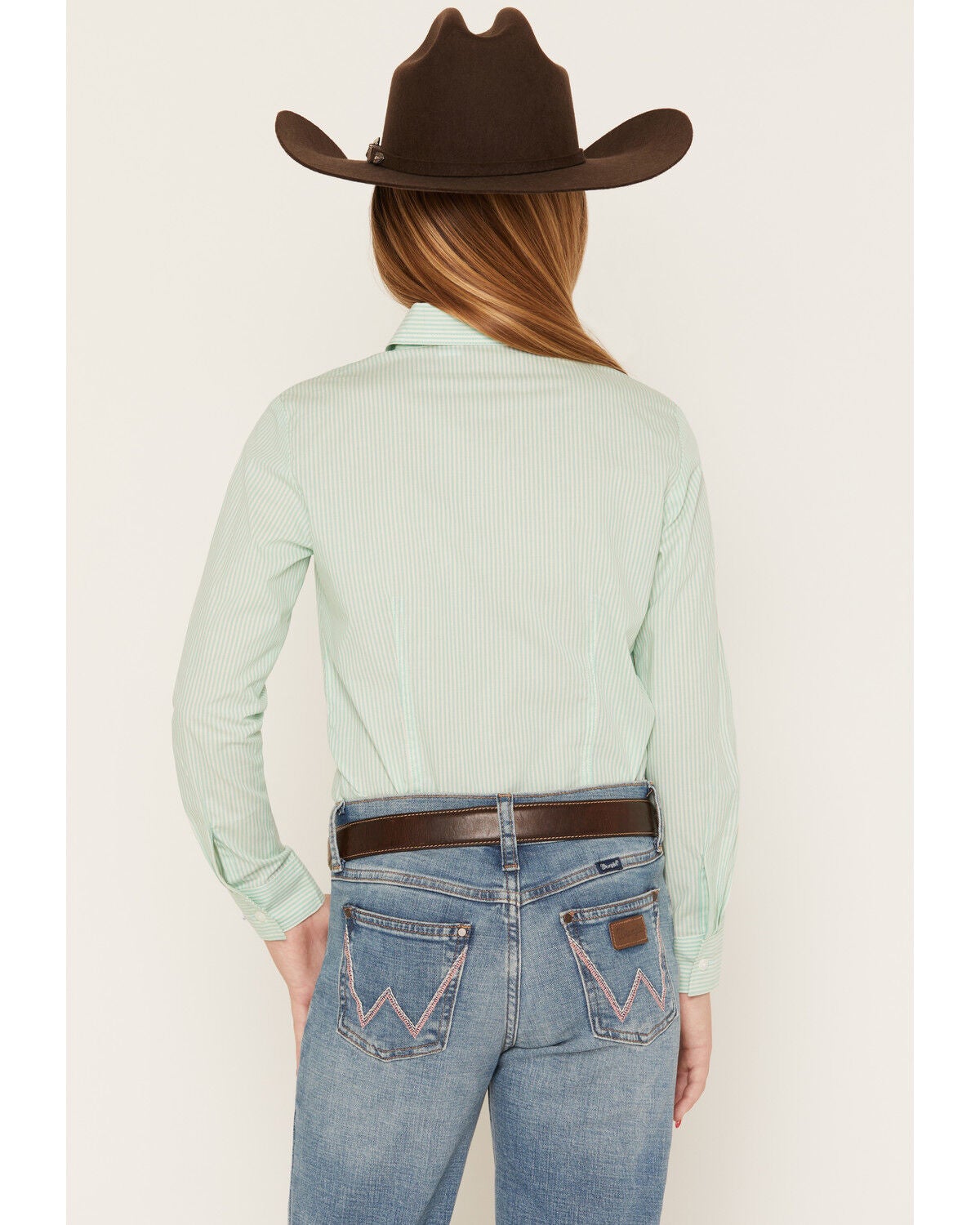 Image #4 - Cruel Girl Girls' Striped Print Long Sleeve Button-Down Western Shirt, Turquoise, hi-res